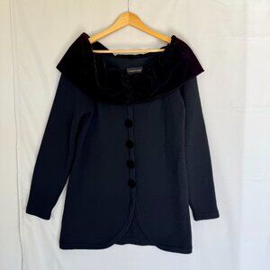 90s Vintage Classiques Entier Burgundy Velvet Wool Off Shoulder Sweater Tunic